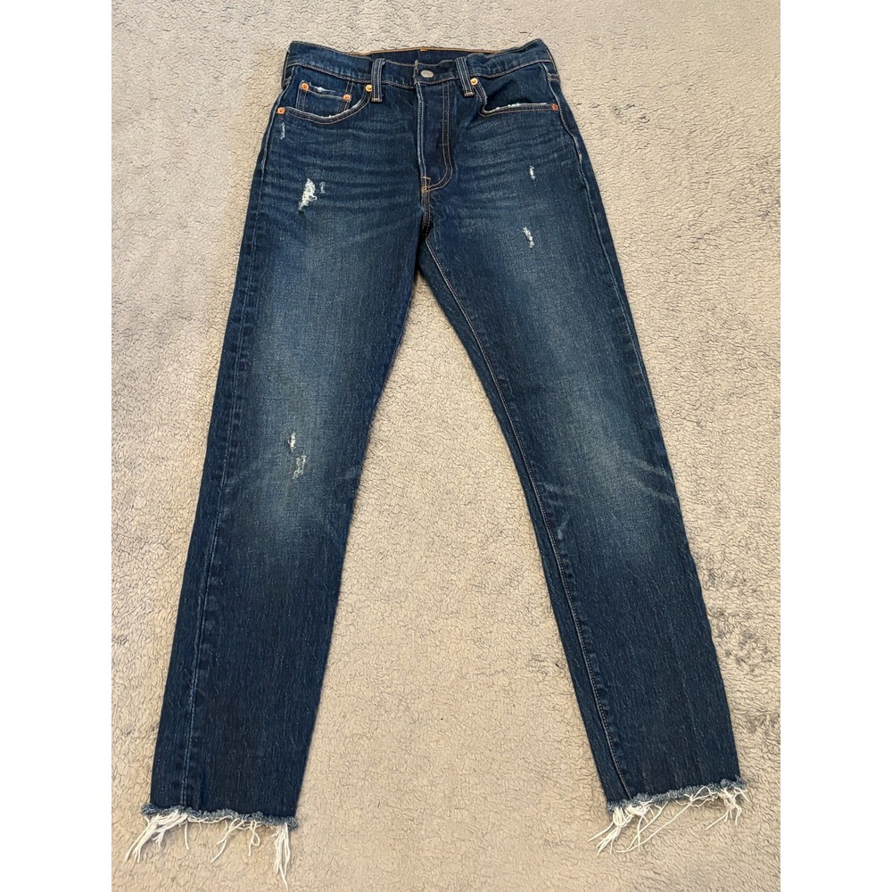 Levi's 501 Jeans Womens 25x28 (25x27) Dark Wash Button Fly Blue Denim Casual